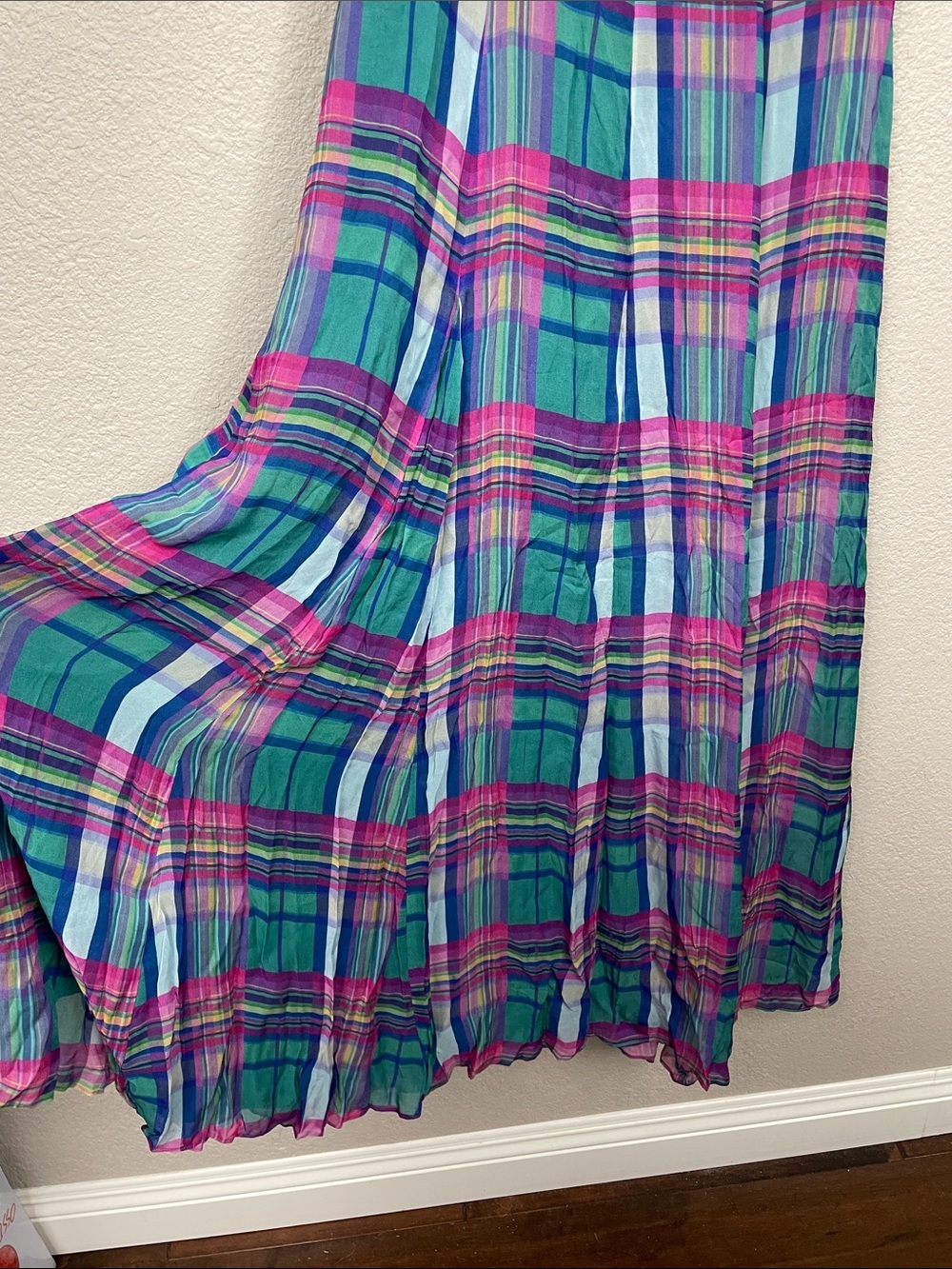 NWT L’Agence Patricia Plaid Maxi Skirt Teal Pink Sz 2 - Picture 5 of 12